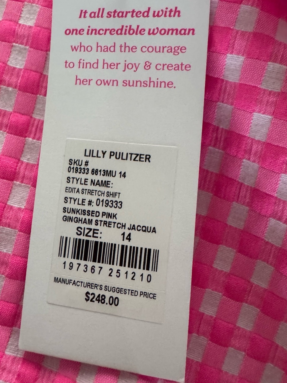 LILLY PULITZER EDITA
STRETCH Pink Gingham Dress with Rosette Accent. NWT Size 14 - Picture 5 of 9